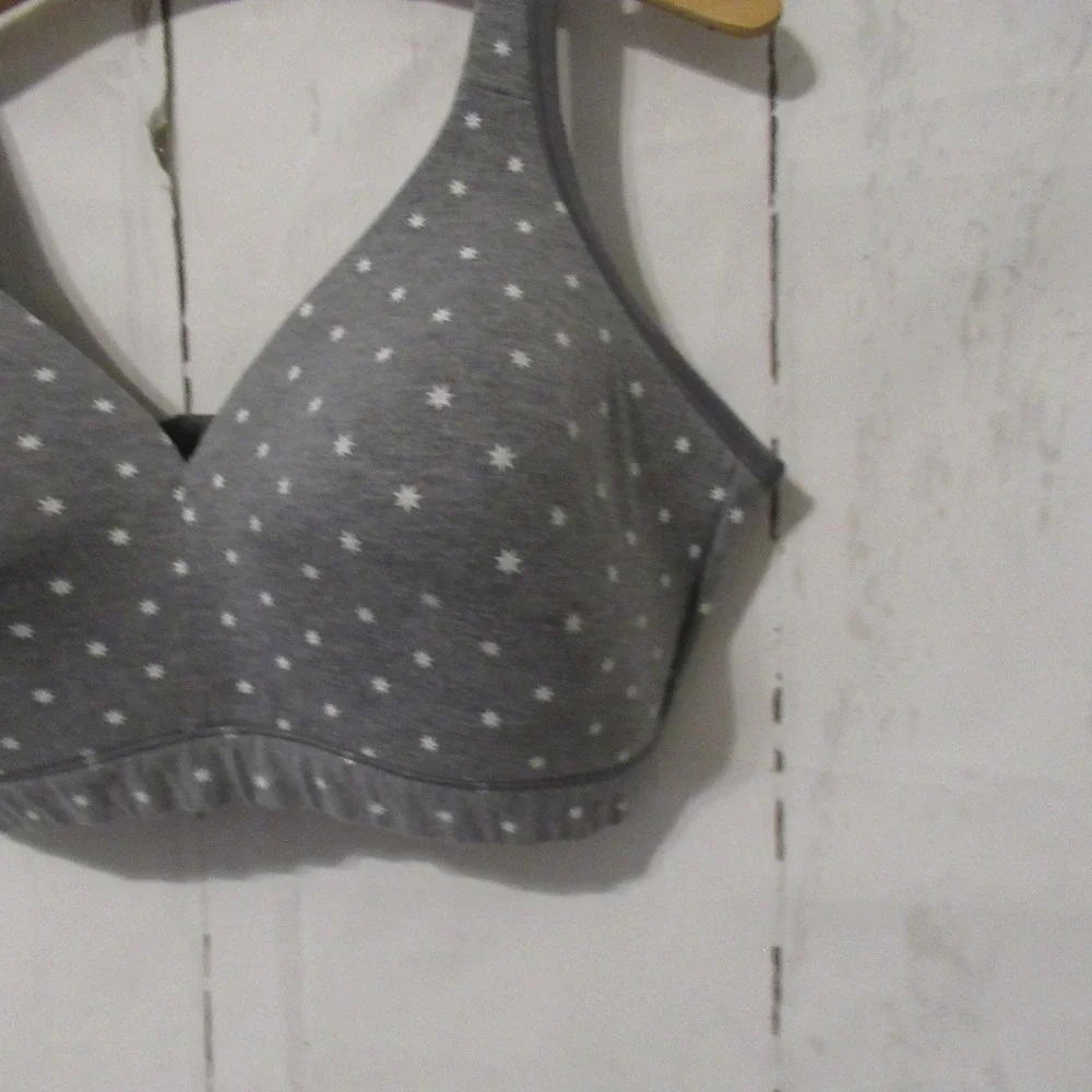 Cacique Bra 40DDD Gray Lightly Lined No Wire Wire Free Star Print Plus Size